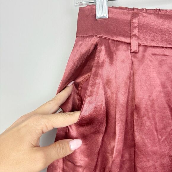FREE PEOPLE | Roma Rust Satin Look Shorts Cherry Mahogany Women’s Size Small - Picture 6 of 10